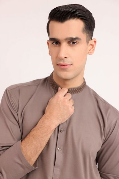 Embroidered Ribbed Cotton Shalwar Kameez