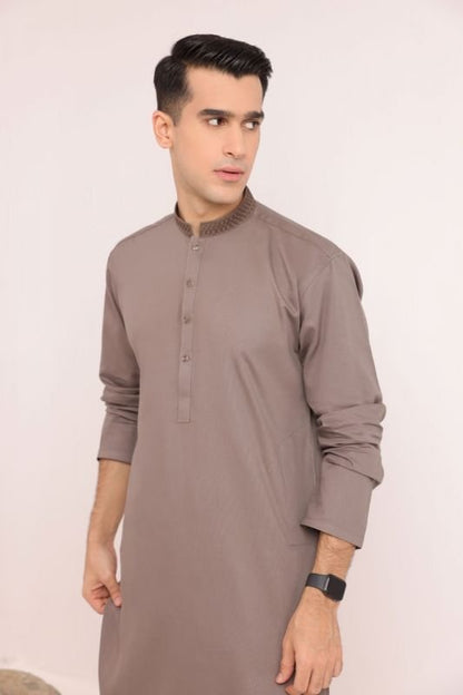 Embroidered Ribbed Cotton Shalwar Kameez