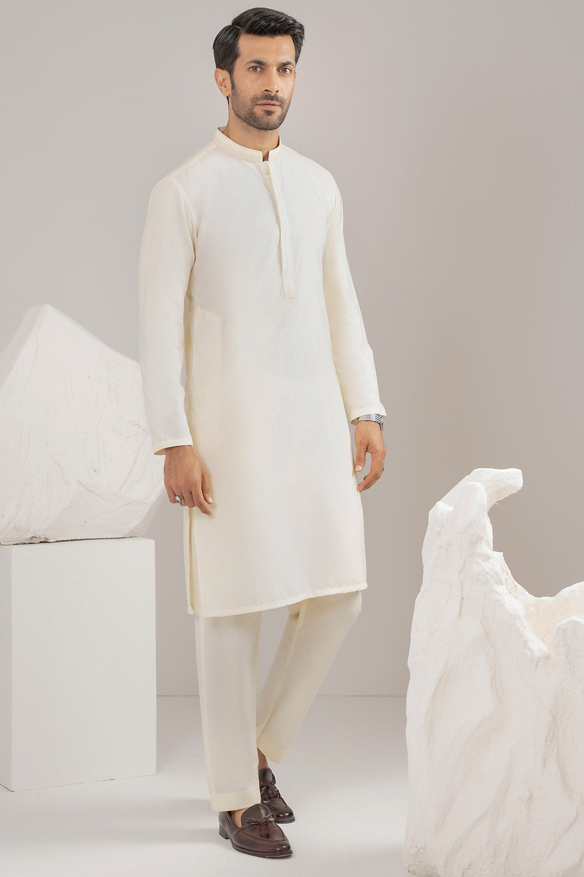 Dyed Embroidered Blended Shalwar Kameez