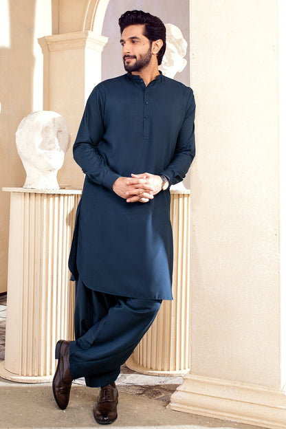 Dyed Embroidered Blended Shalwar Kameez