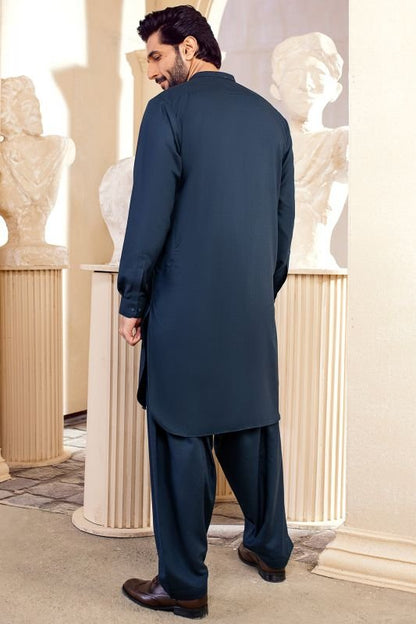Dyed Embroidered Blended Shalwar Kameez