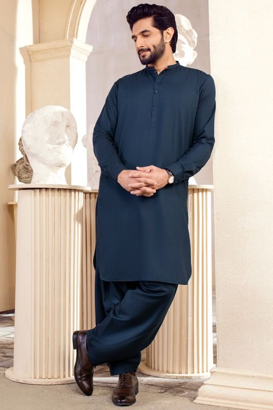 Dyed Embroidered Blended Shalwar Kameez