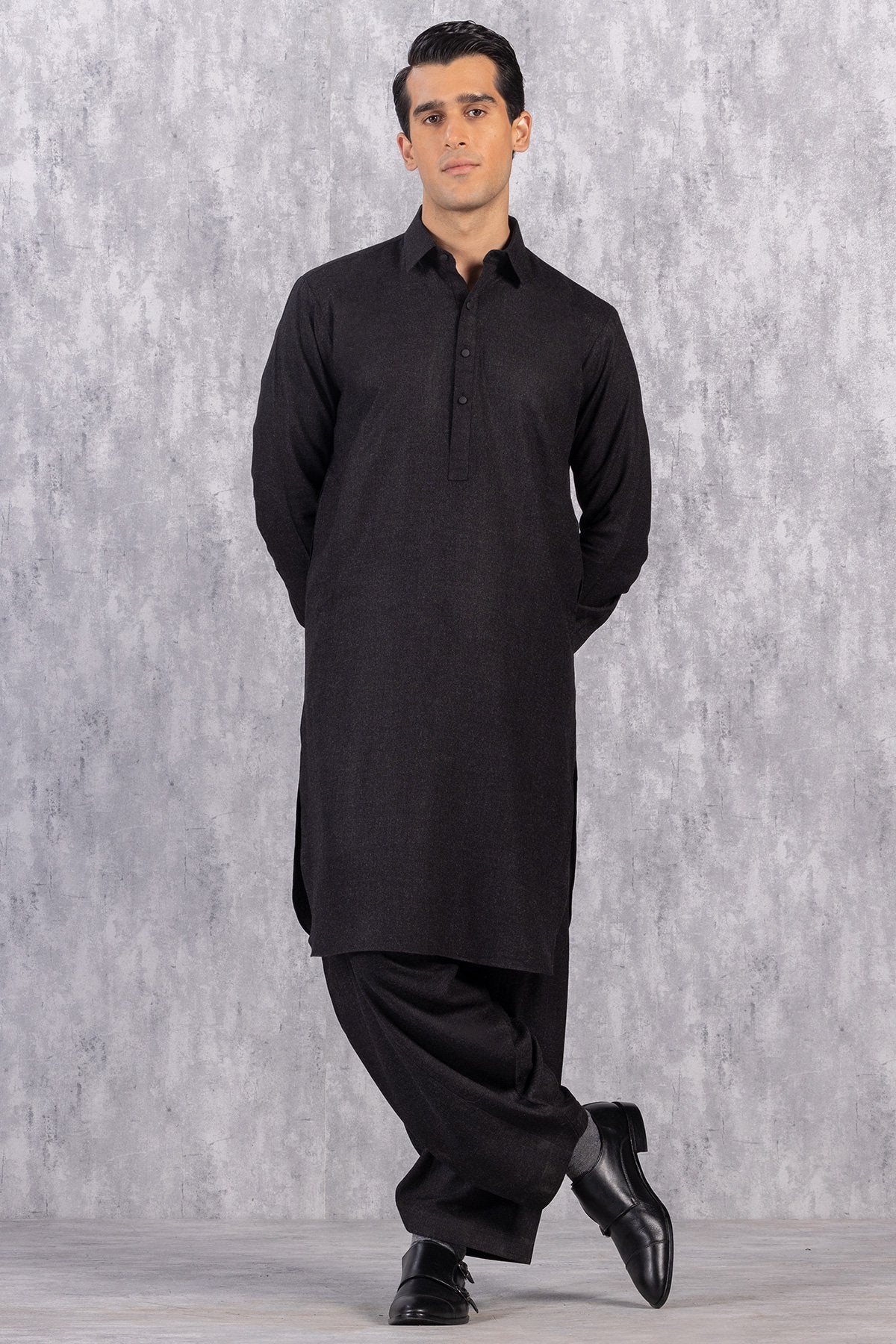 Dyed Wool Blend Shalwar Kameez