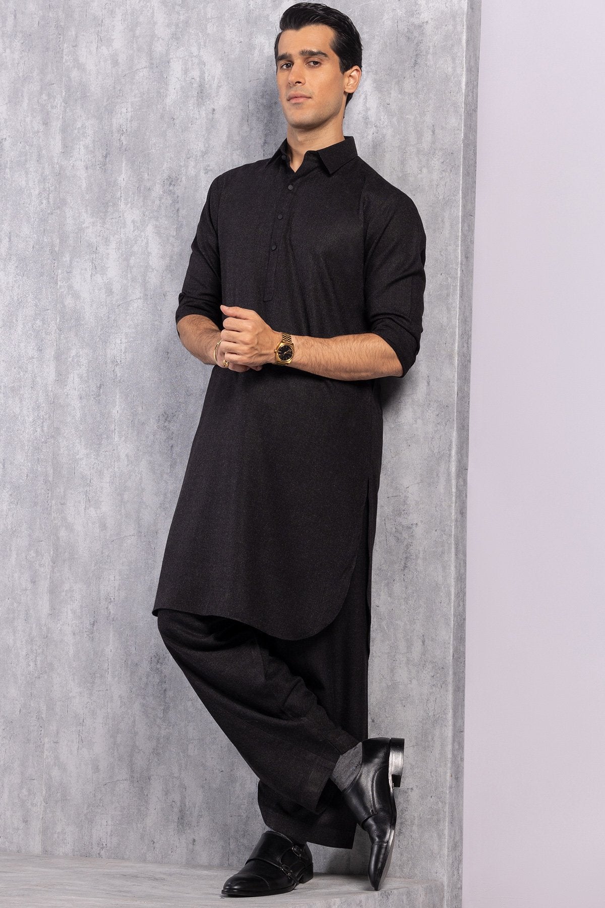 Dyed Wool Blend Shalwar Kameez