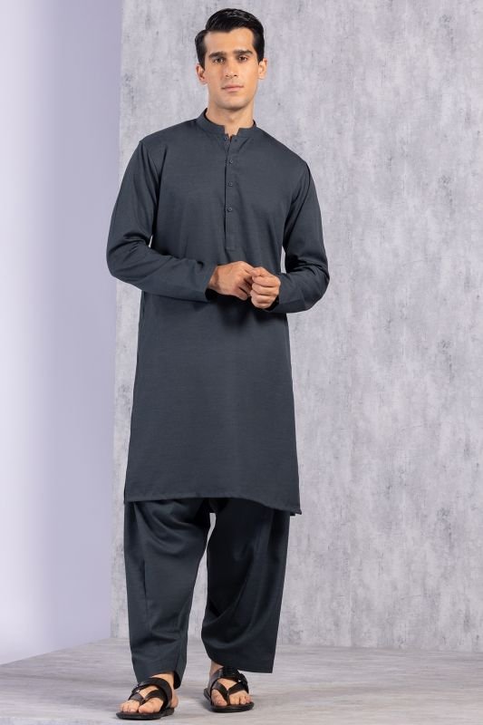 Dyed Embroidered Khaddar Shalwar Kameez