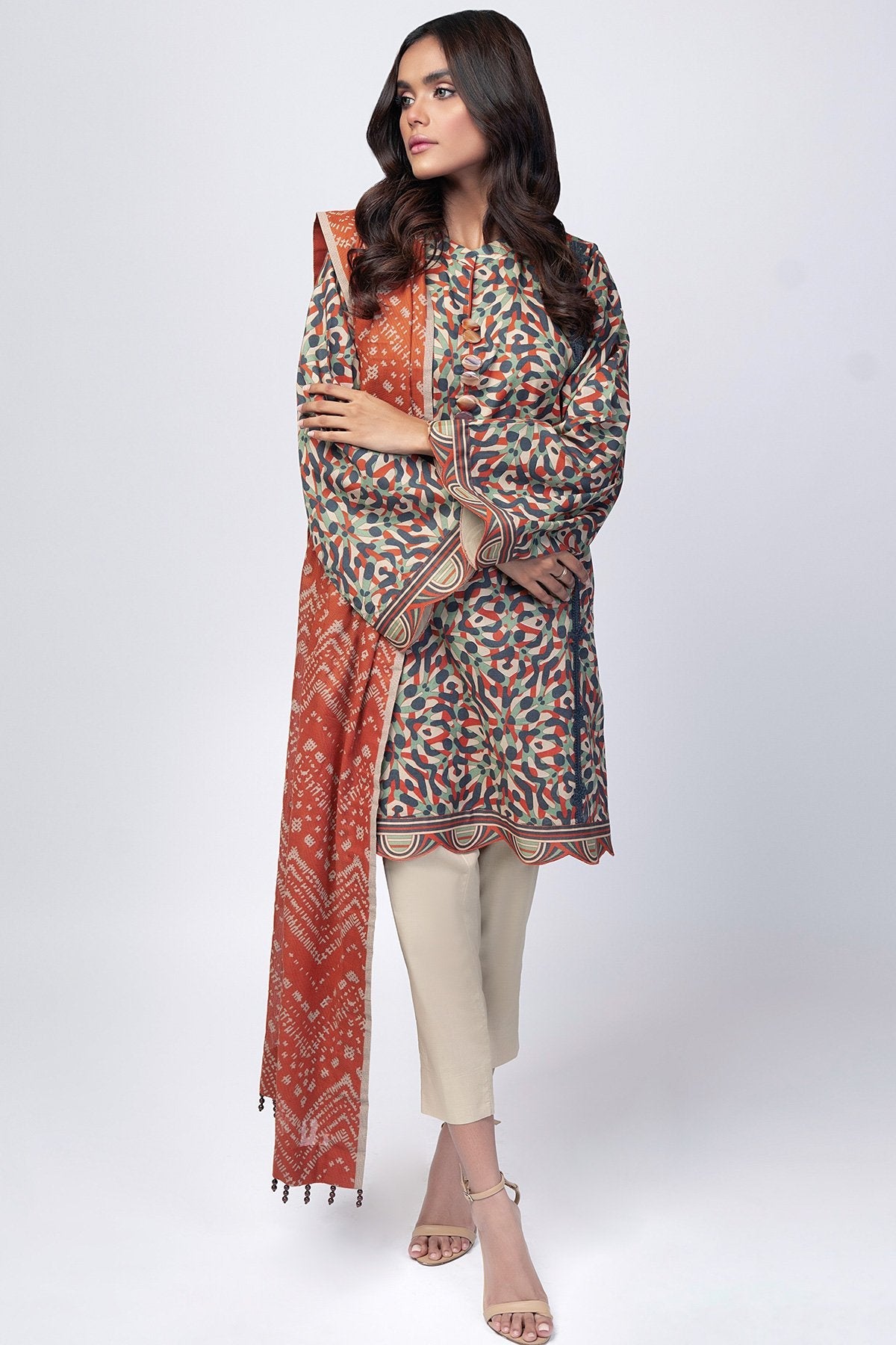 Alkaram - 1 Pc Printed Cotton Net Dupatta