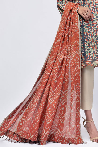 Alkaram - 1 Pc Printed Cotton Net Dupatta