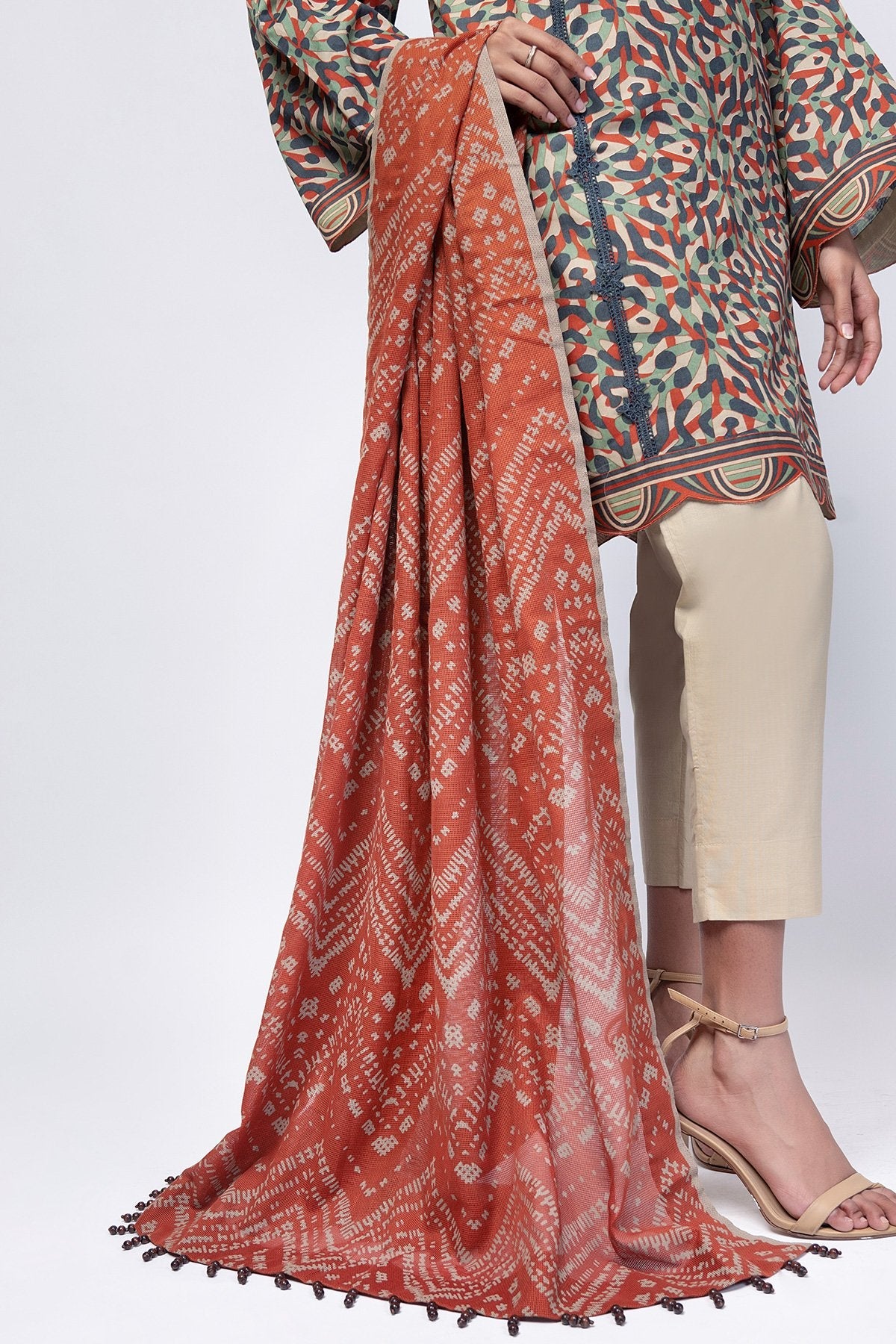 Alkaram - 1 Pc Printed Cotton Net Dupatta