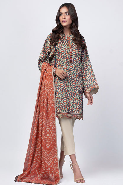 Alkaram - 1 Pc Printed Cotton Net Dupatta
