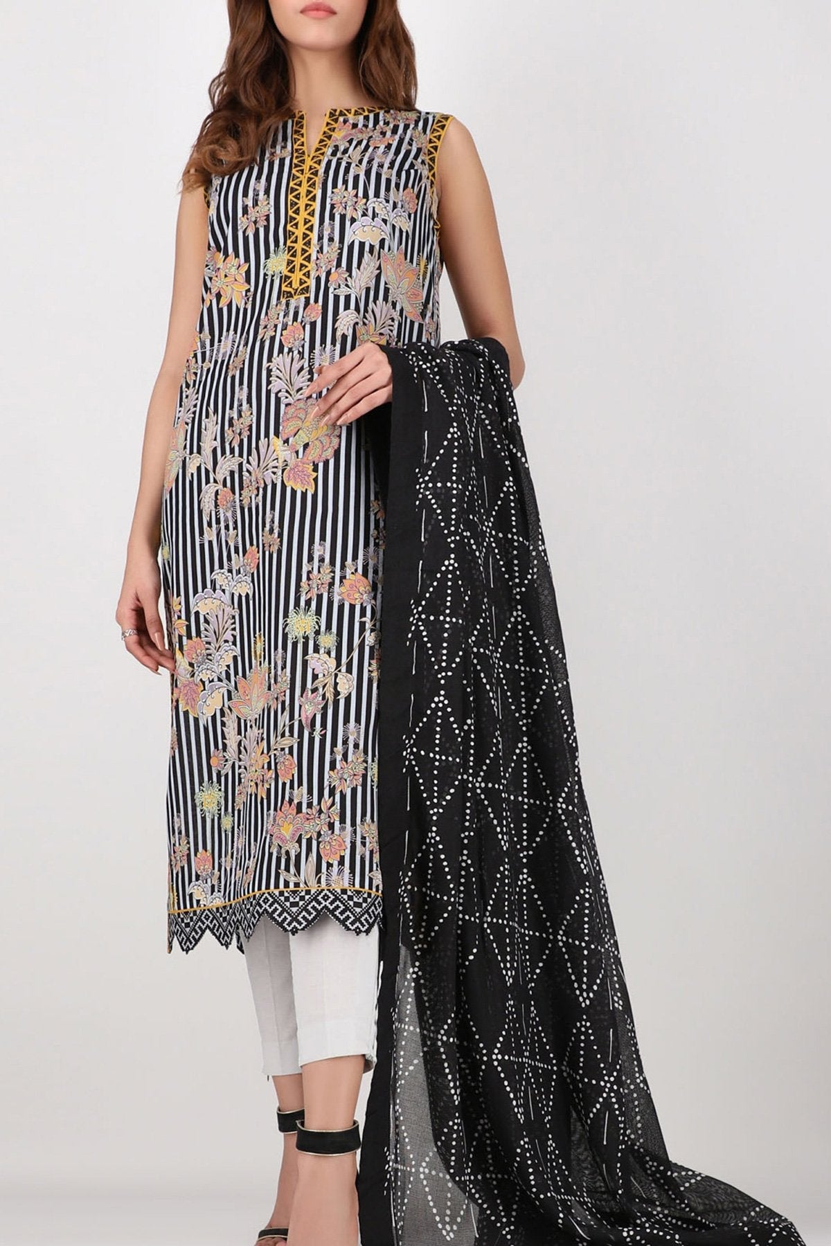 Alkaram - Printed Cotton Net Dupatta