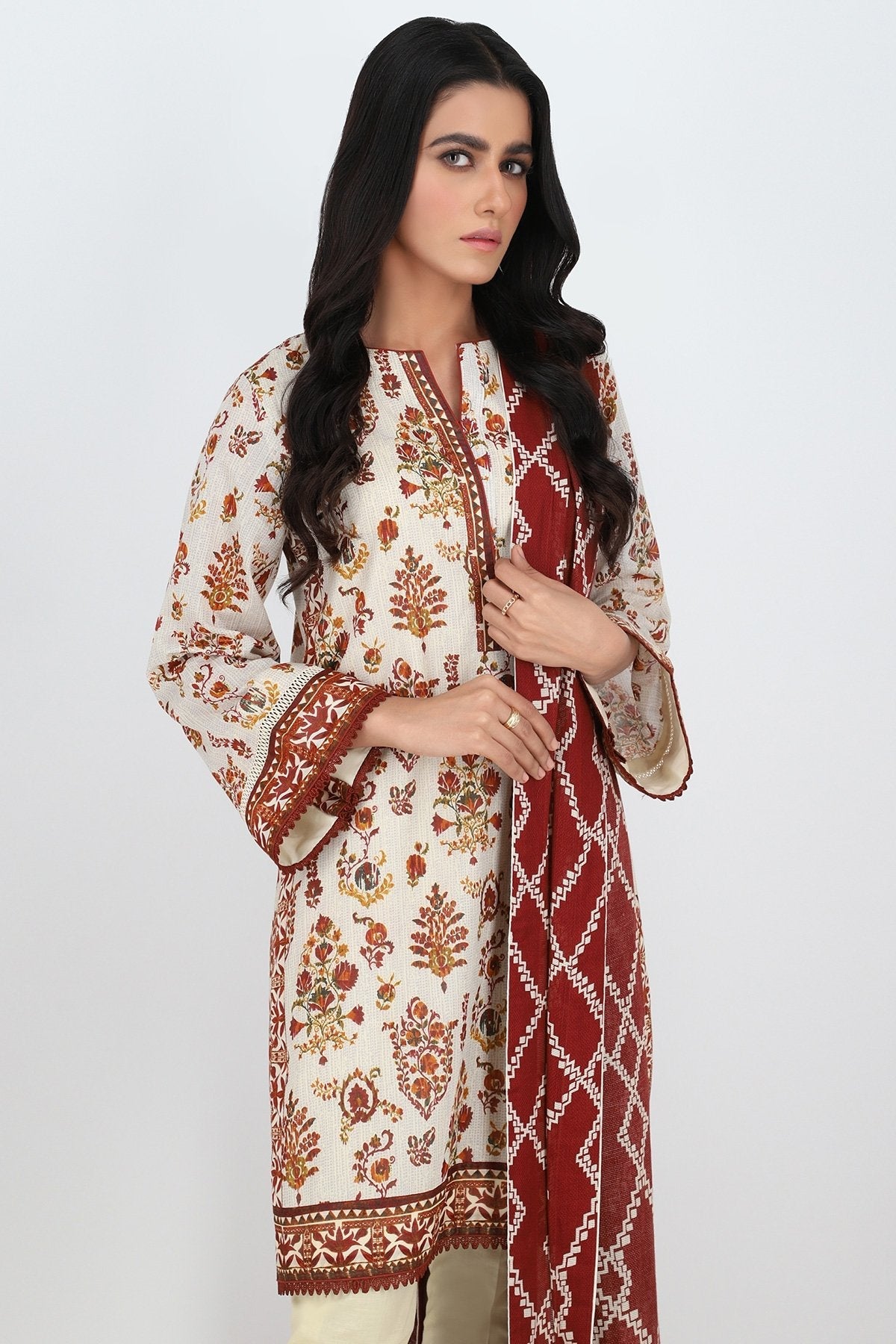 Alkaram - Printed Cotton Net Dupatta