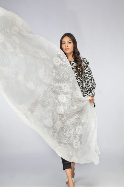 Alkaram - 1 Pc Embroidered Poly Chiffon Dupatta