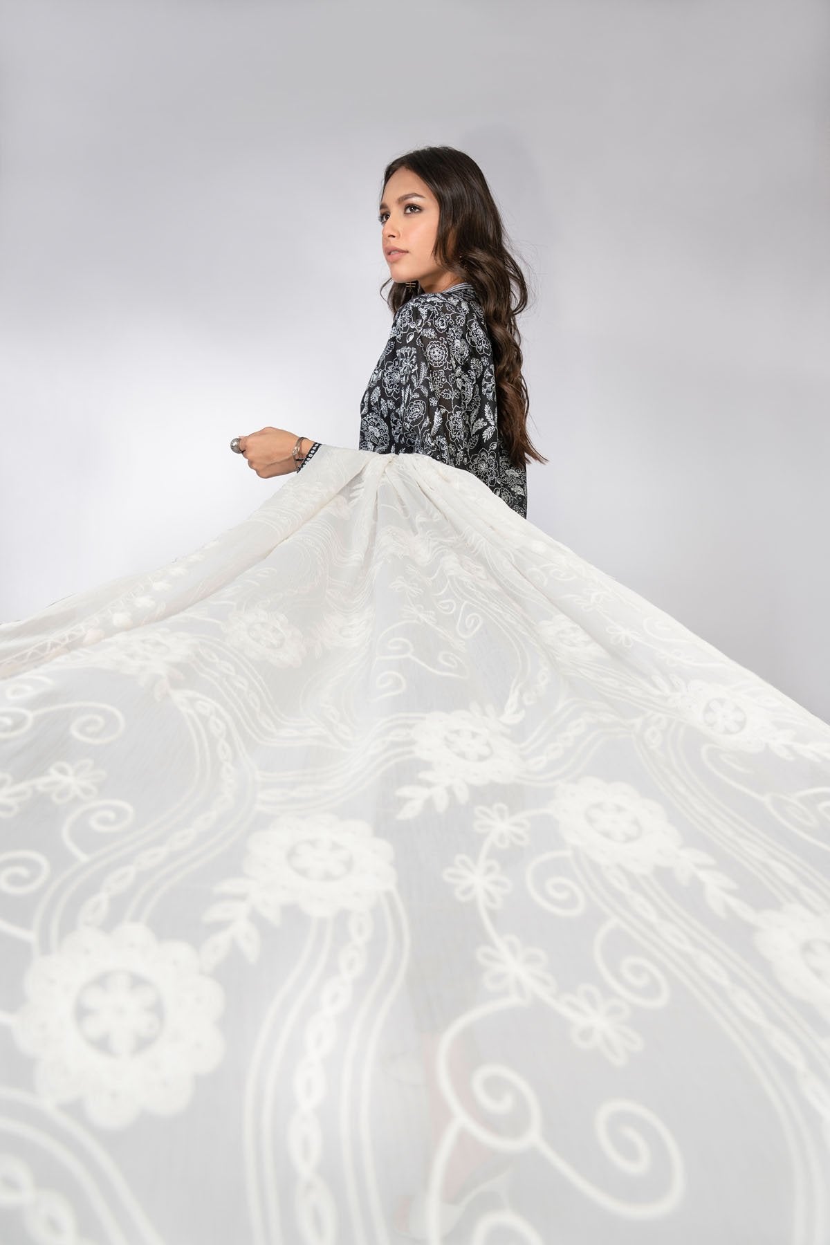 Alkaram - 1 Pc Embroidered Poly Chiffon Dupatta
