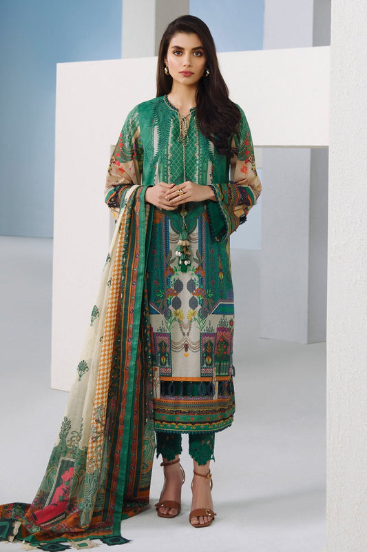 3 Pc Digital Brochia Lawn Suit With Digital Brochia Dupatta