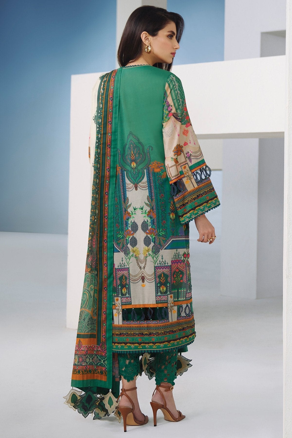 Alkaram - 3 Pc Digital Brochia Lawn Suit With Digital Brochia Dupatta