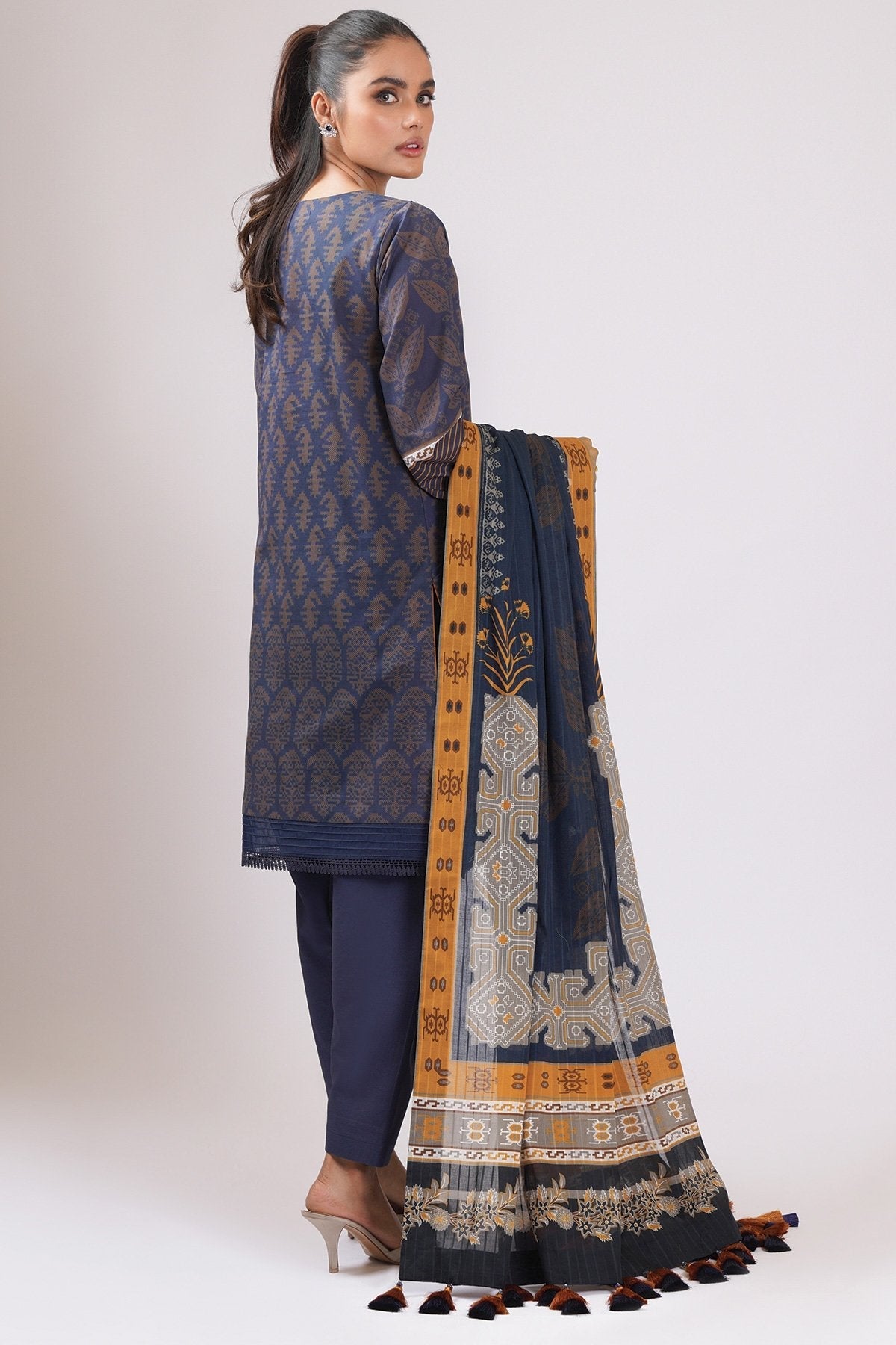 Alkaram - 3 Pc Embroidered Lawn Suit With Broshia Dupatta