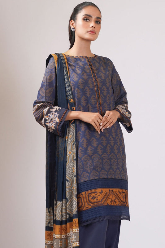 Alkaram - 3 Pc Embroidered Lawn Suit With Broshia Dupatta