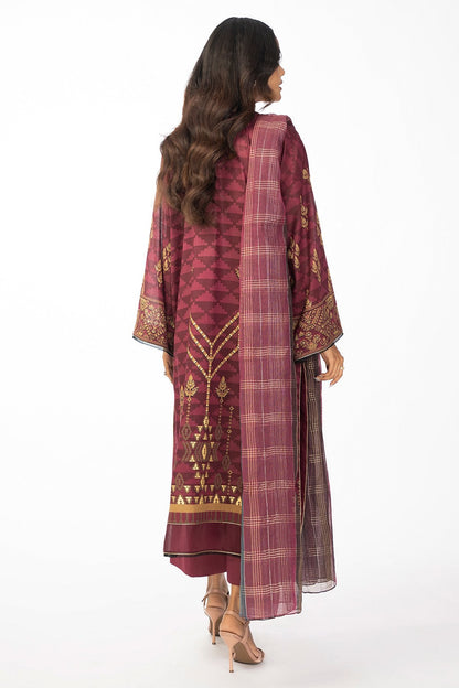 3 Pc Embroidered Lawn Suit With Fancy Dupatta