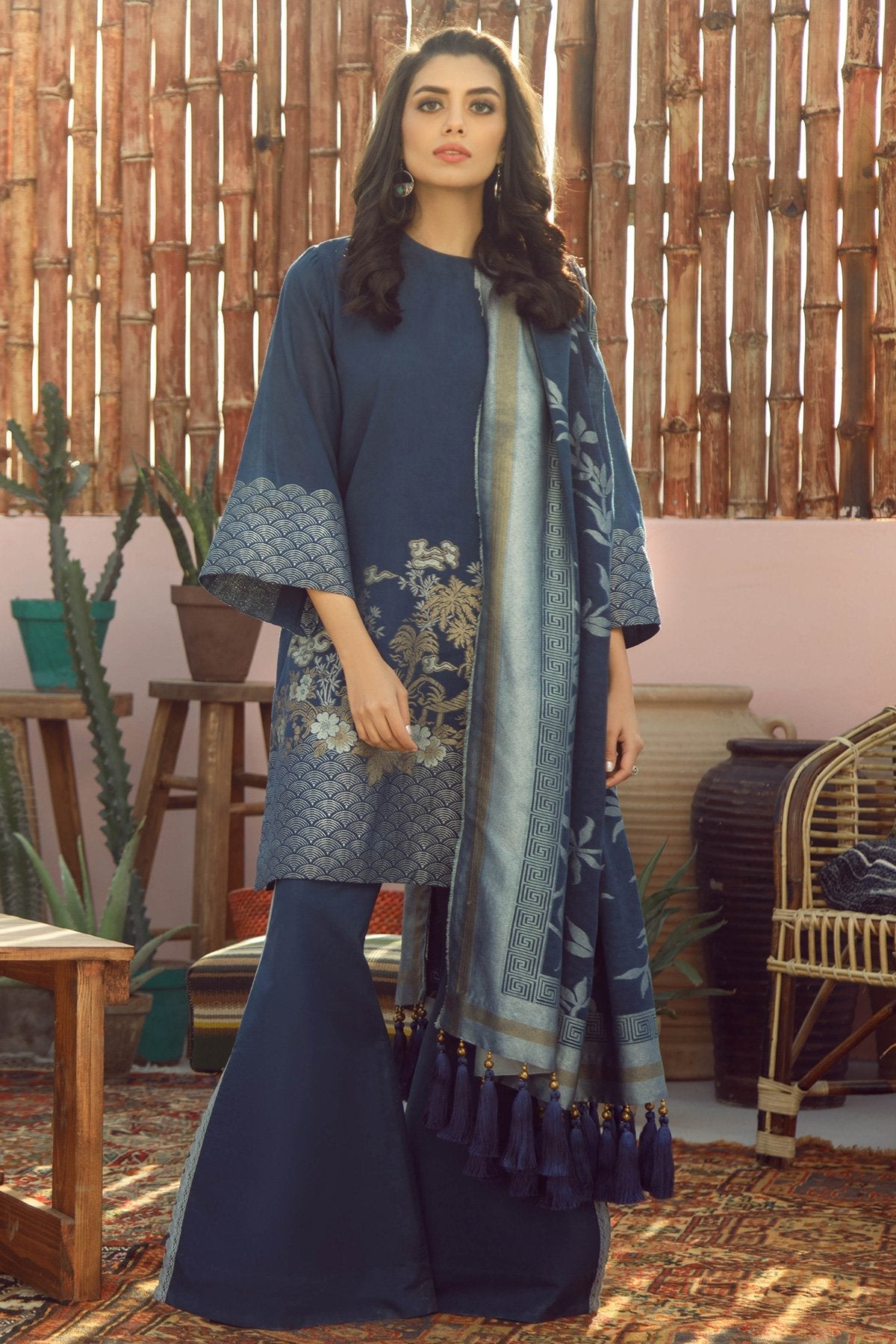 Alkaram - 3 Piece Printed Lawn Suit With Jacquard Dupatta