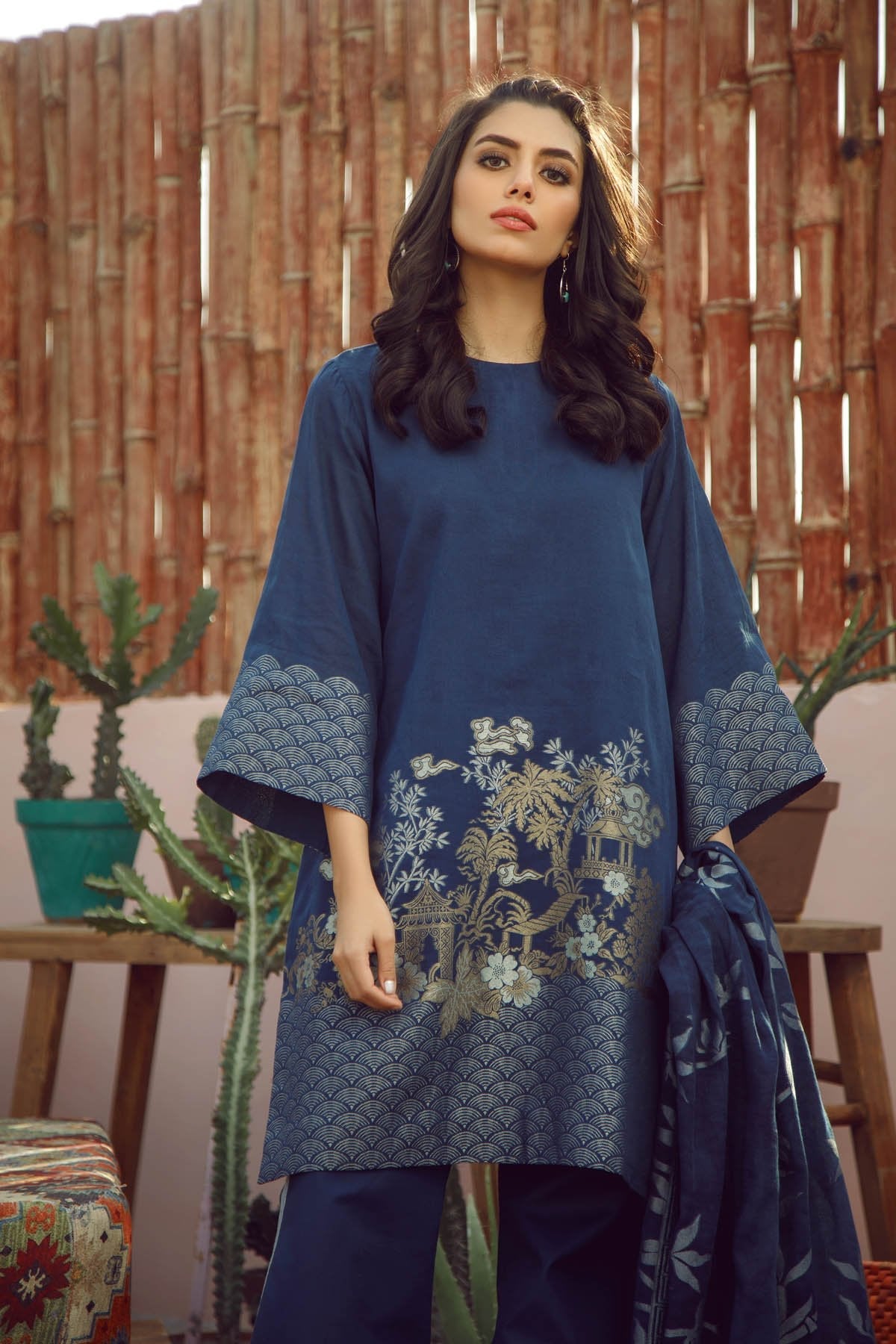 Alkaram - 3 Piece Printed Lawn Suit With Jacquard Dupatta