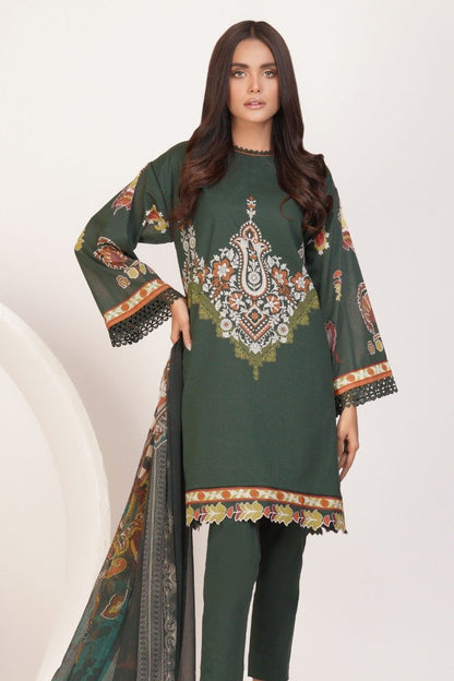 Alkaram - 3 Pc Printed Lawn Suit With Chiffon Dupatta