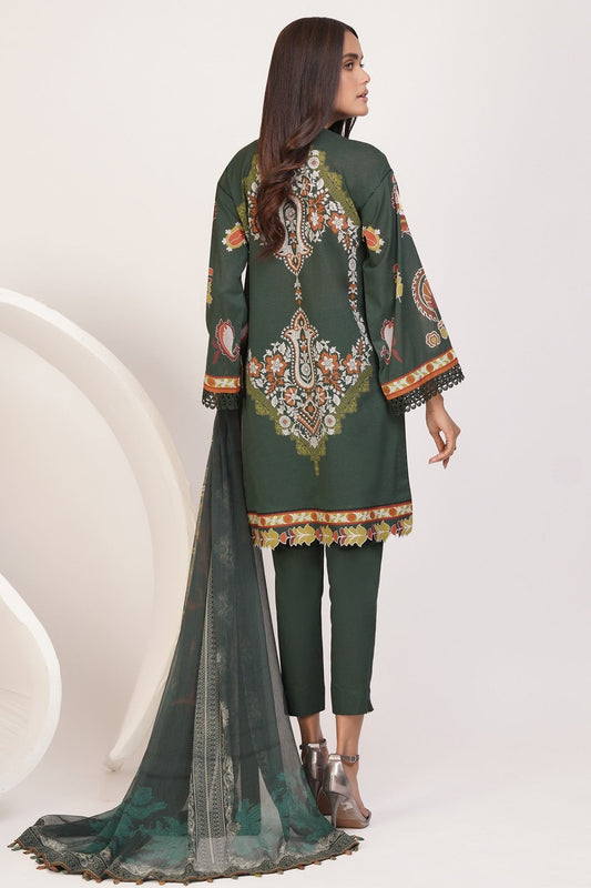 Alkaram - 3 Pc Printed Lawn Suit With Chiffon Dupatta