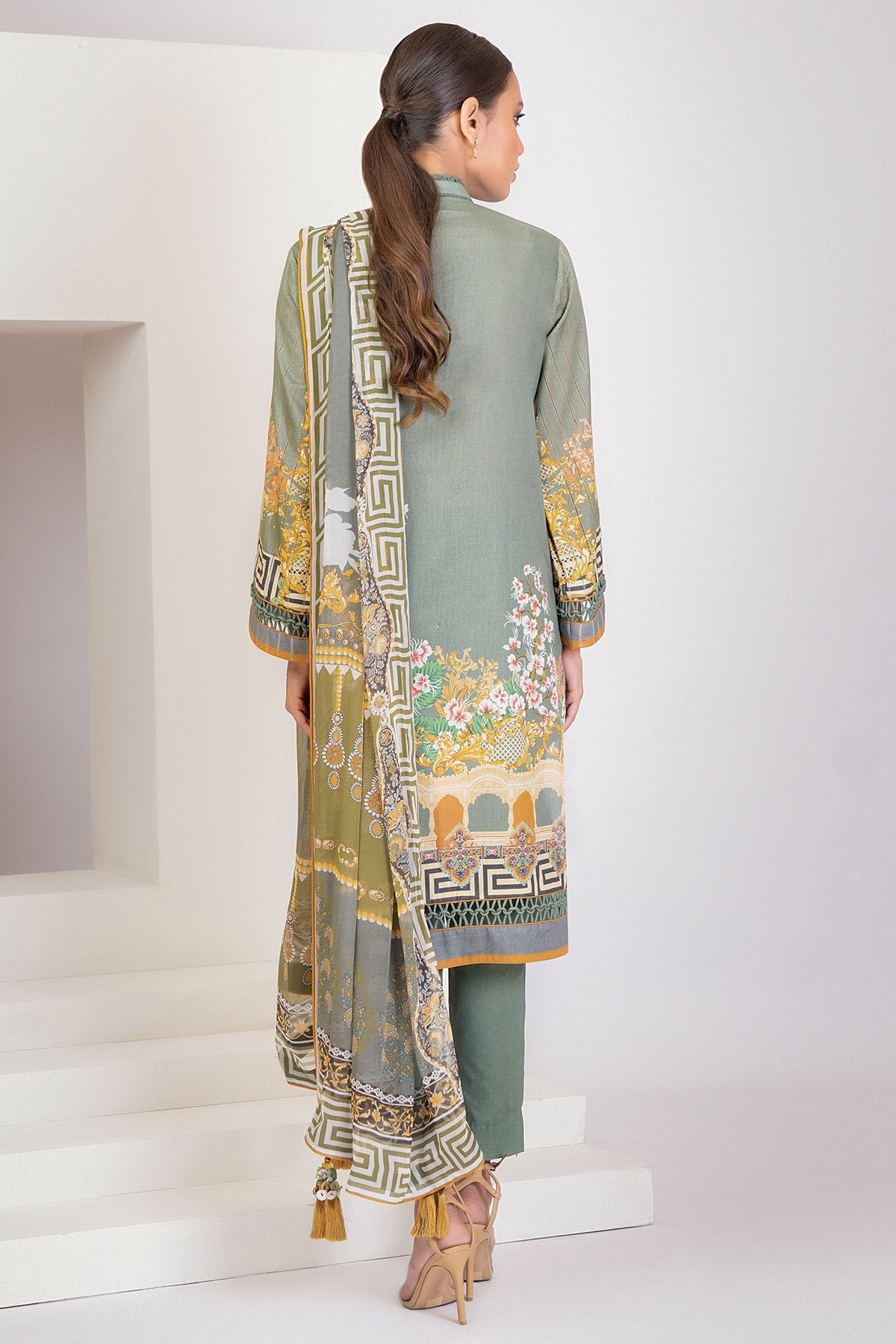 Alkaram - 3 Pc Digital Dobby Shirt With Chiffon Dupatta