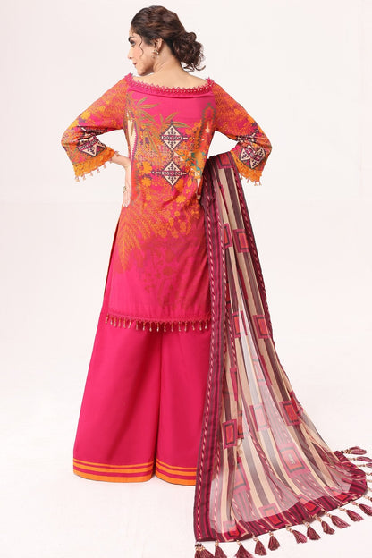 Alkaram - 3 Pc Printed Lawn Suit With Chiffon Dupatta