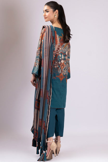 Alkaram - 3 Pc Printed Lawn Suit With Chiffon Dupatta