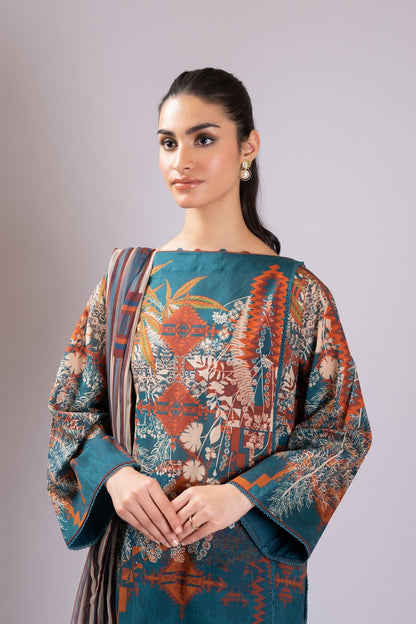 Alkaram - 3 Pc Printed Lawn Suit With Chiffon Dupatta