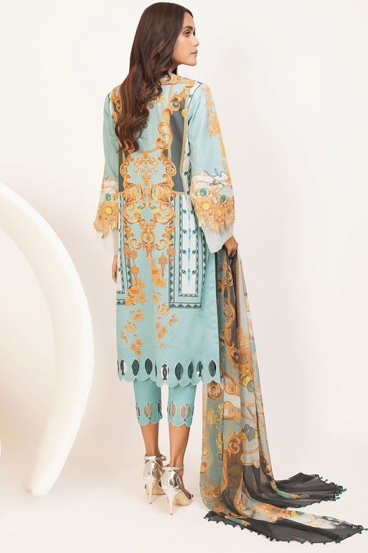 Alkaram - 3 Pc Printed Lawn Suit With Chiffon Dupatta