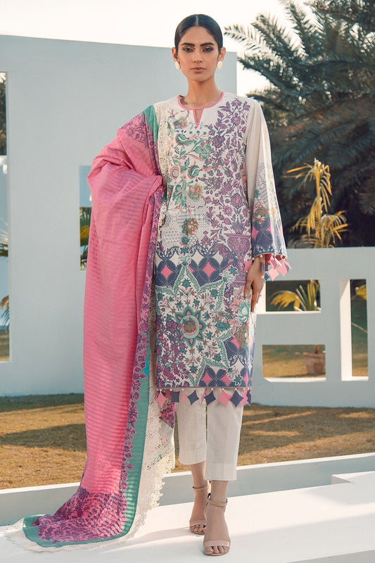 3 Pc Printed Lawn Suit With Doria Lawn Dupatta