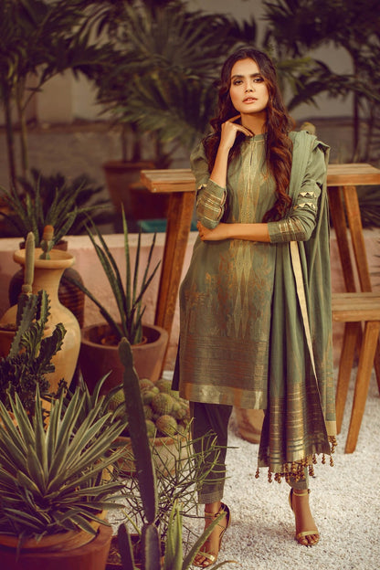 Alkaram - 3 Piece Printed Lawn Suit With Jacquard Dupatta
