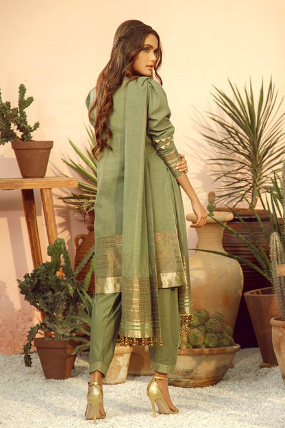 Alkaram - 3 Piece Printed Lawn Suit With Jacquard Dupatta