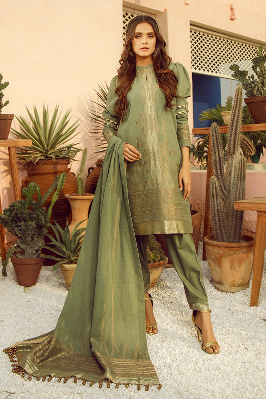 Alkaram - 3 Piece Printed Lawn Suit With Jacquard Dupatta