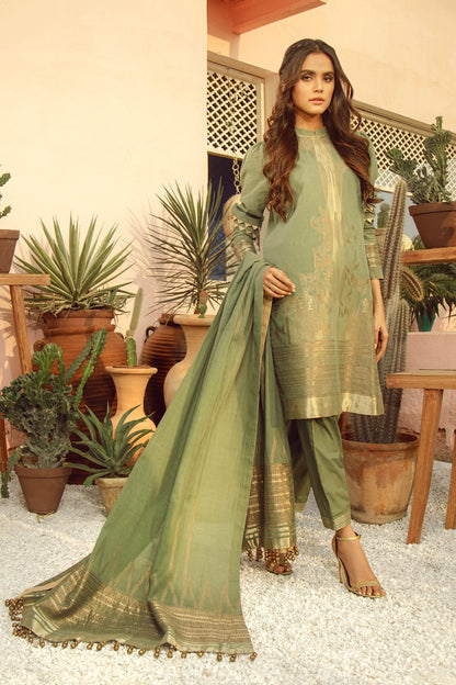 Alkaram - 3 Piece Printed Lawn Suit With Jacquard Dupatta