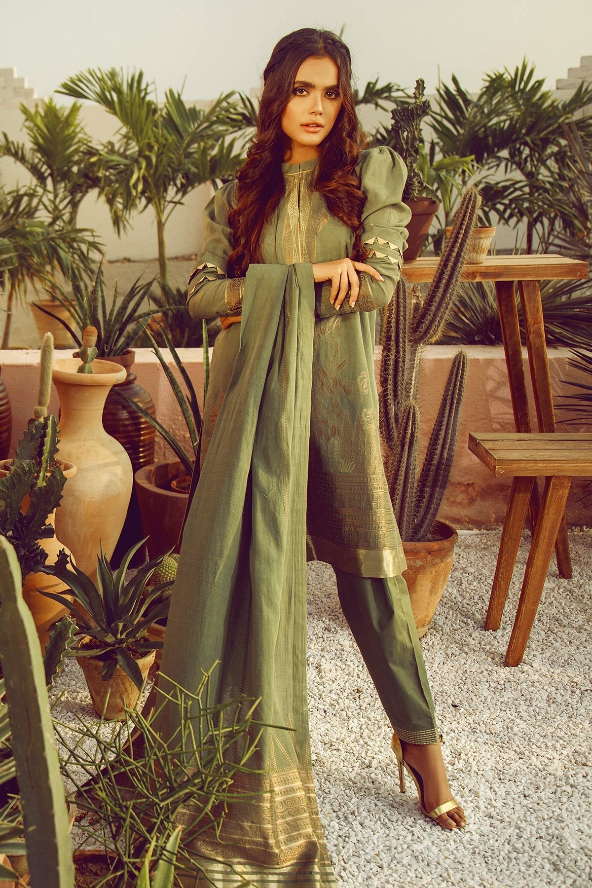 Alkaram - 3 Piece Printed Lawn Suit With Jacquard Dupatta