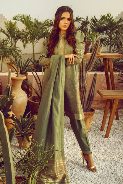 Alkaram - 3 Piece Printed Lawn Suit With Jacquard Dupatta