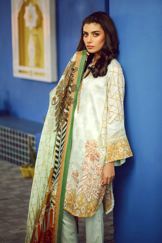 Alkaram - 3 Piece Printed Suit With Printed Silk Dupatta