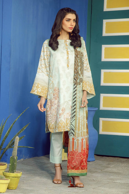 Alkaram - 3 Piece Printed Suit With Printed Silk Dupatta