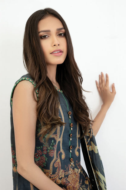 Alkaram - 3 Pc Printed Lawn Suit With Doria Dupatta