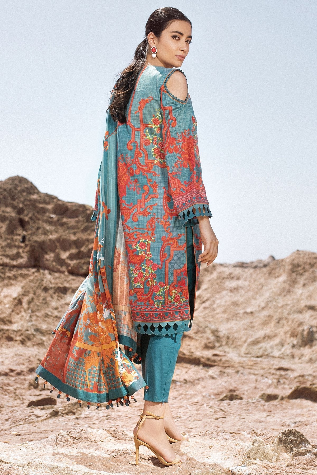 Alkaram - 3 Pc Printed Lawn Suit With Doria Dupatta