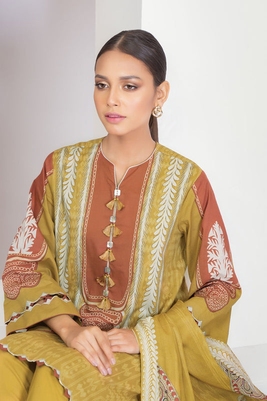 Alkaram - 3 Pc Printed Lawn Suit With Cotton Net Dupatta