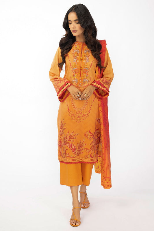 3 Pc Embroidered Lawn Suit With Lawn Dupatta