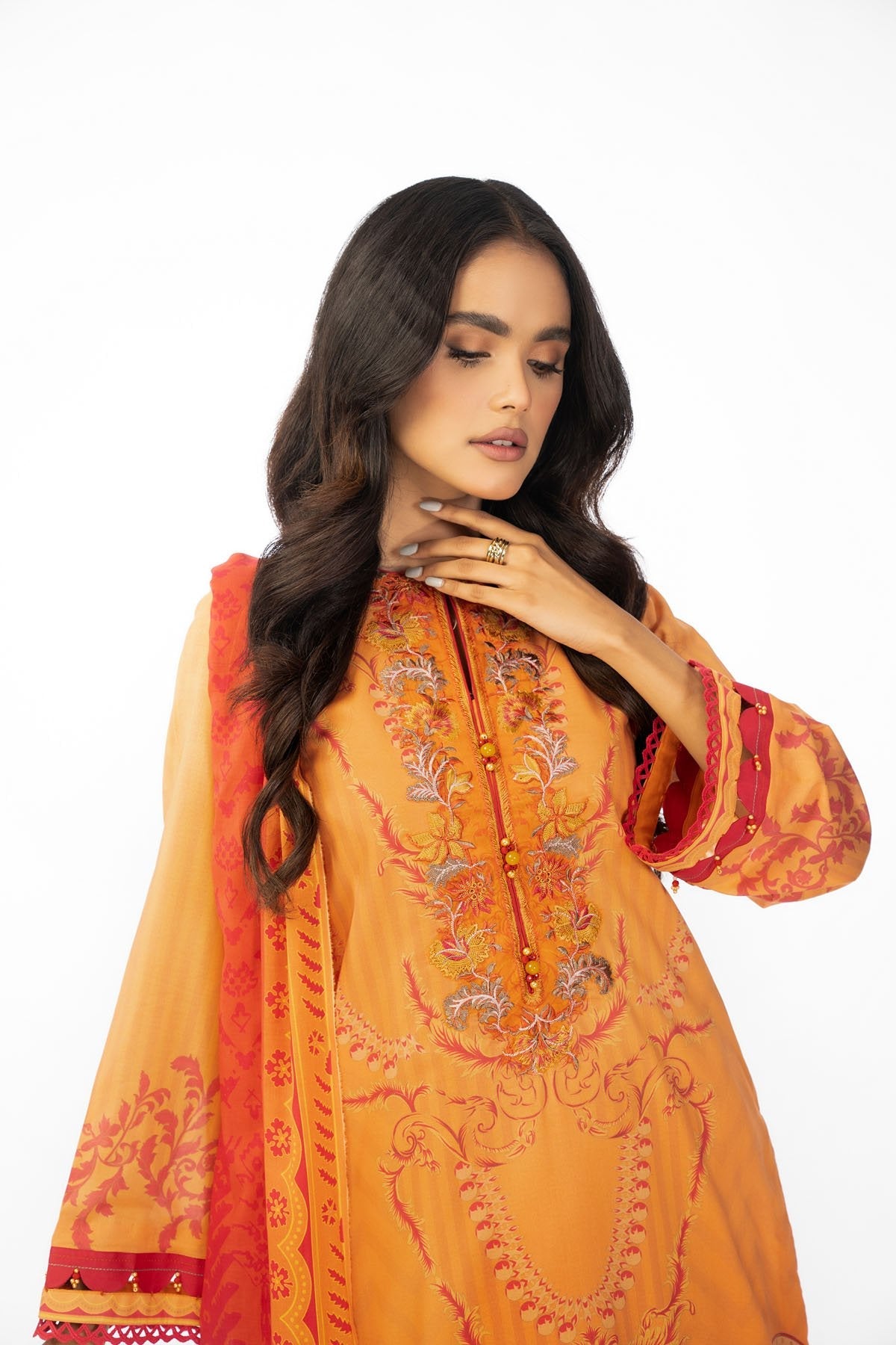 3 Pc Embroidered Lawn Suit With Lawn Dupatta