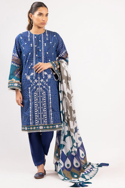 Alkaram - 3 Pc Embroidered Lawn Suit With Lawn Dupatta