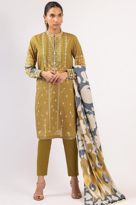 3 Pc Embroidered Lawn Suit With Lawn Dupatta