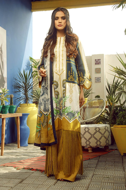 Alkaram - 3 Piece Printed Lawn With Printed Net Dupatta