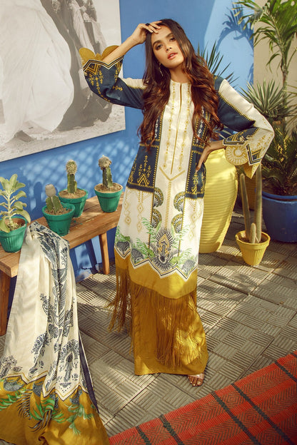 Alkaram - 3 Piece Printed Lawn With Printed Net Dupatta