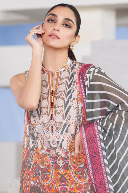 Alkaram - 3 Pc Printed Lawn Suit With Cotton Net Dupatta
